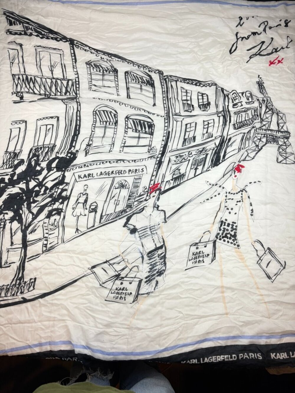 Karl Lagerfeld Paris Theme Silk Blend Square Scarf 54" x 54"